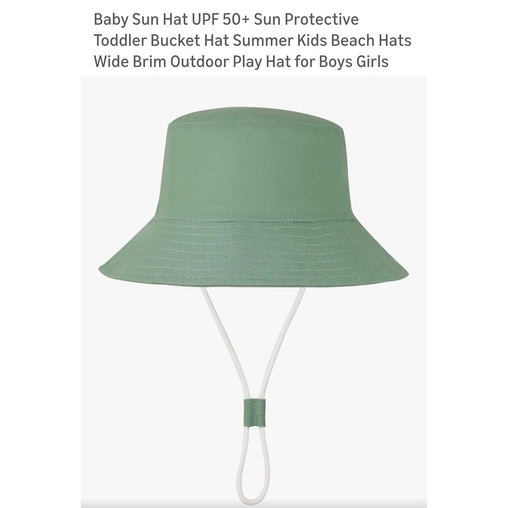 Baby Sun Hat UPF 50+ Sun Protective Toddler Bucket Hat Sage Green 0-6 Months